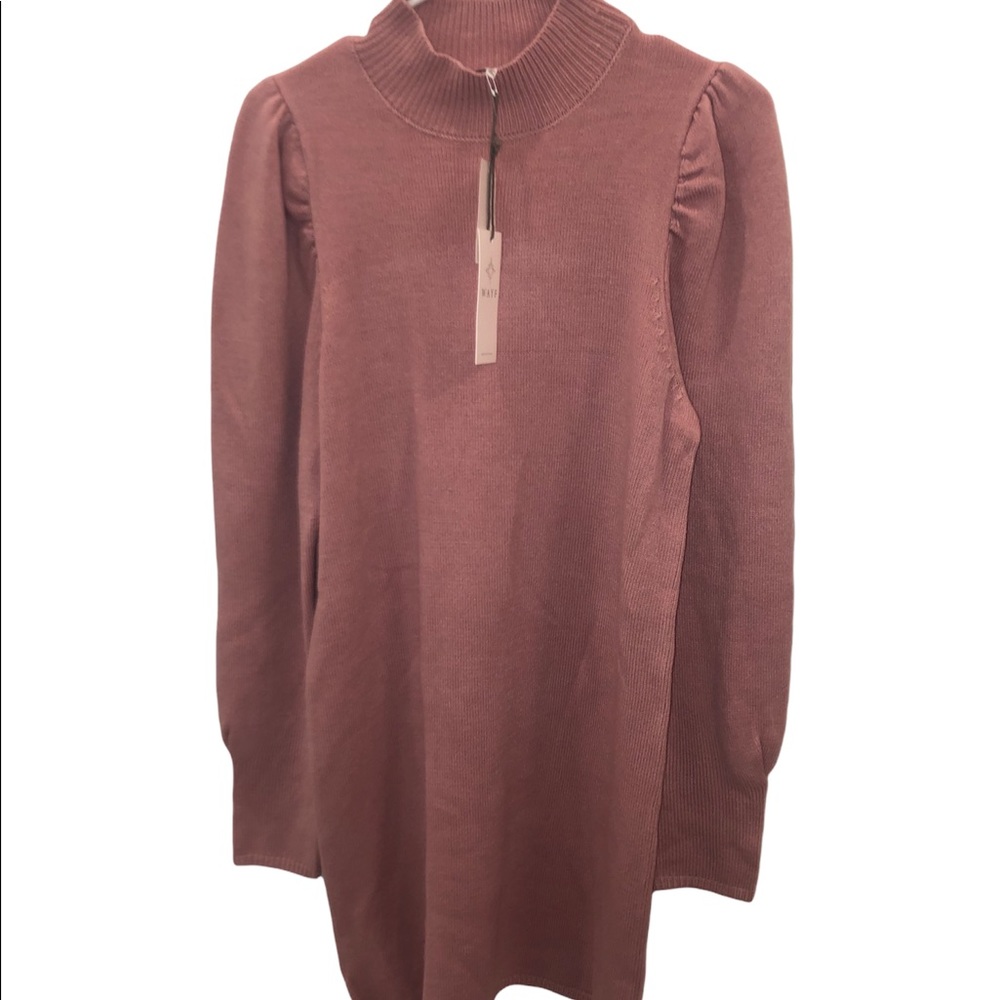 WAYF Puff Sleeve Sweater Dress in Blush NWT - Picture 9 of 11